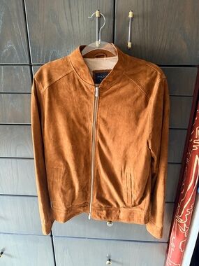 Suede Bomber Jacket - Brown/Tan - Grand Frank